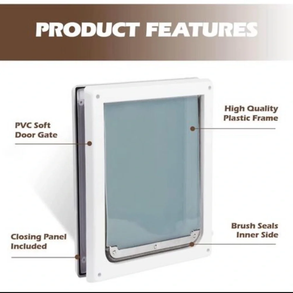 New 2 Ways Locking Pet Entry Door w/ Transparent Flap for Dogs / Cats (Medium)